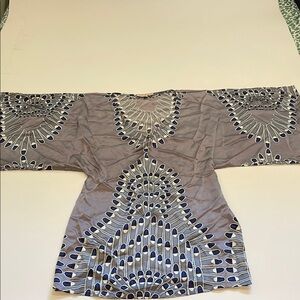 Mara Hoffman Elegant Blue and Gray 100% Silk Kimono Style Dress